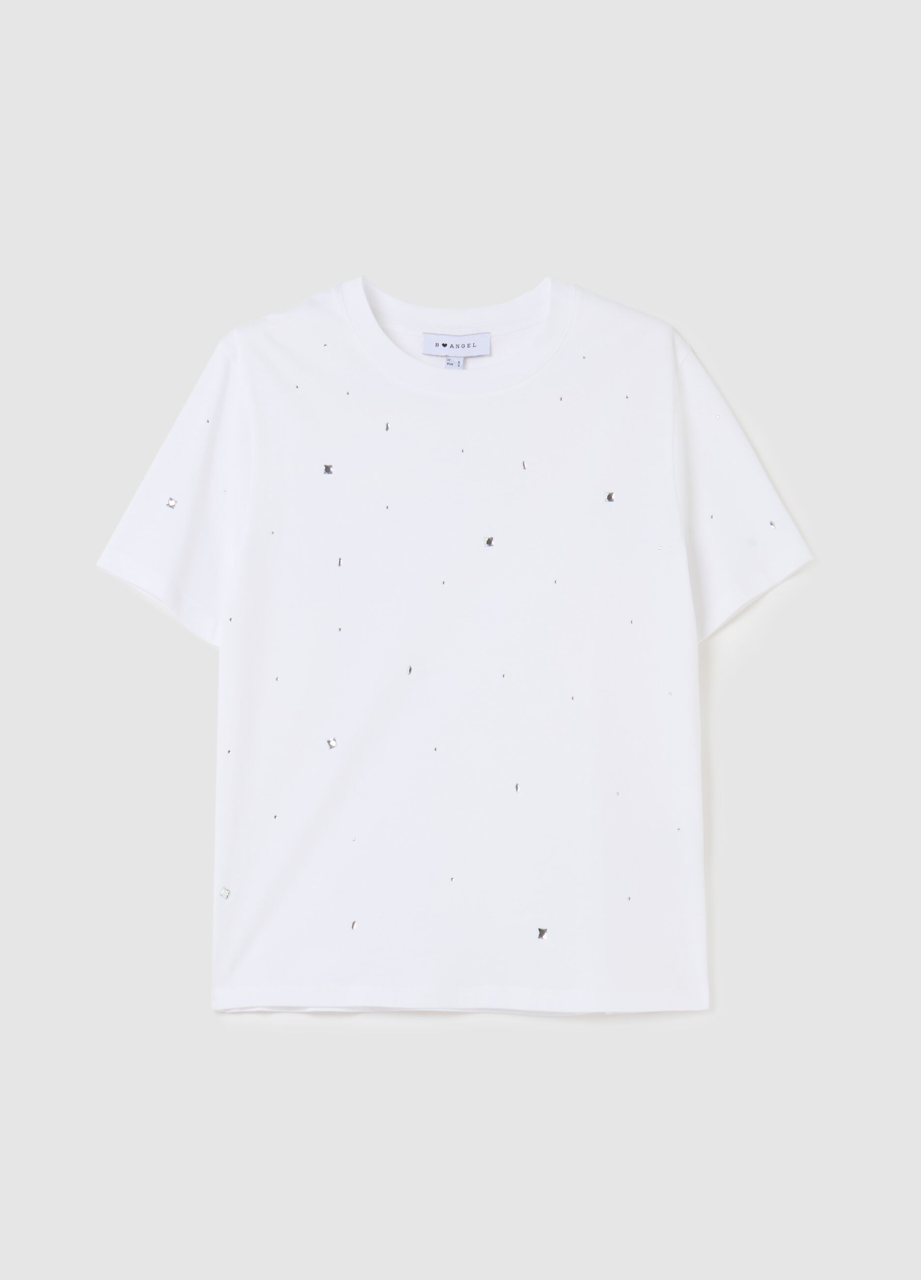 Cotton T-shirt with diamanté motifs