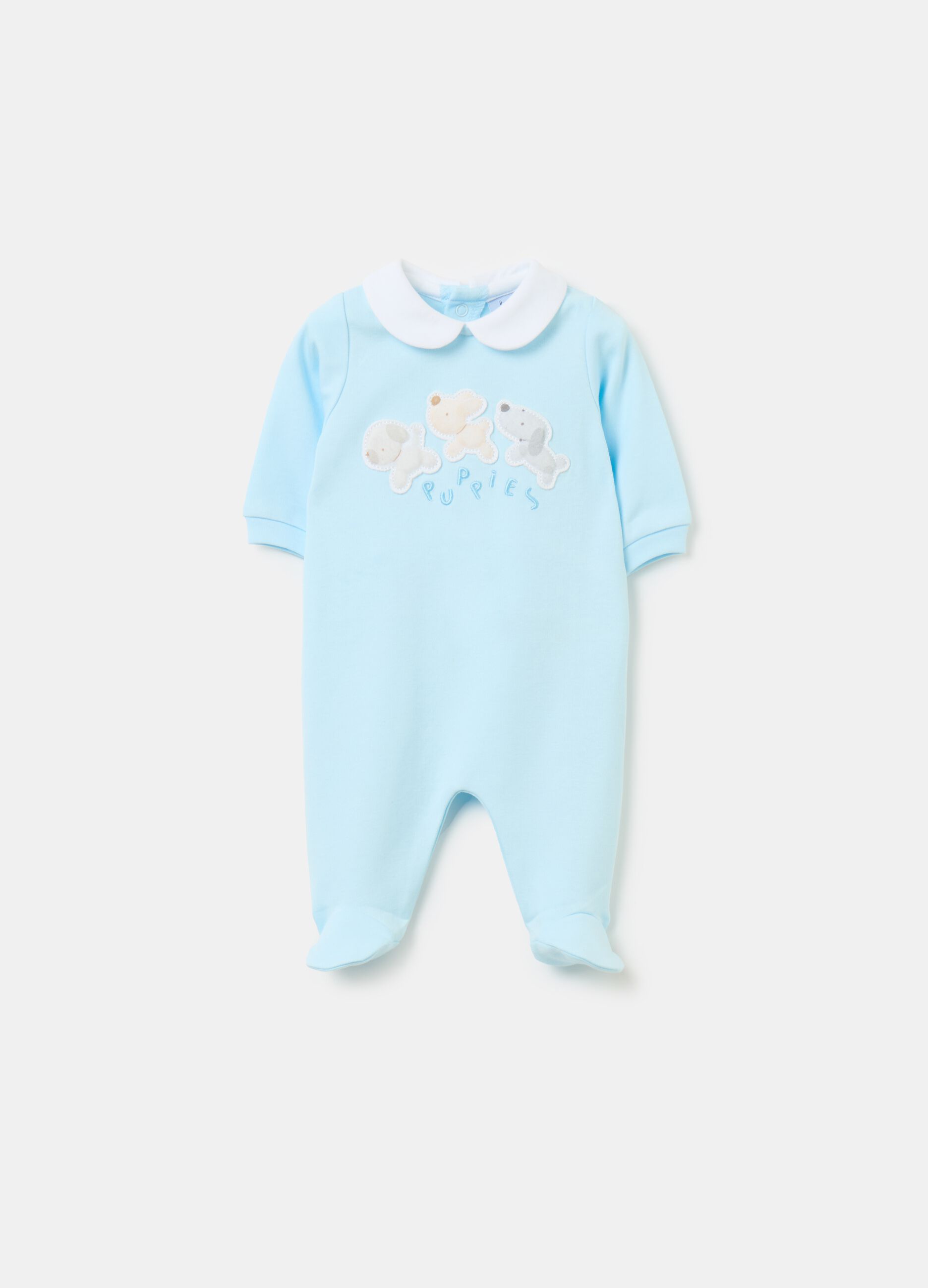 Organic cotton onesie with feet and application