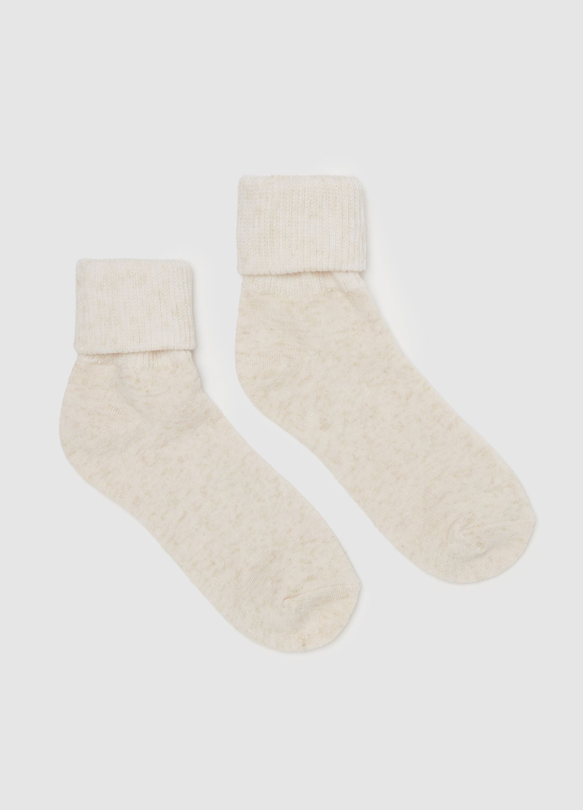 Short socks in lurex with fold