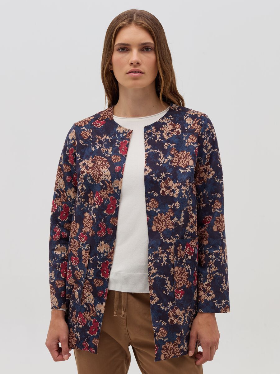 Open jacket with floral print_0