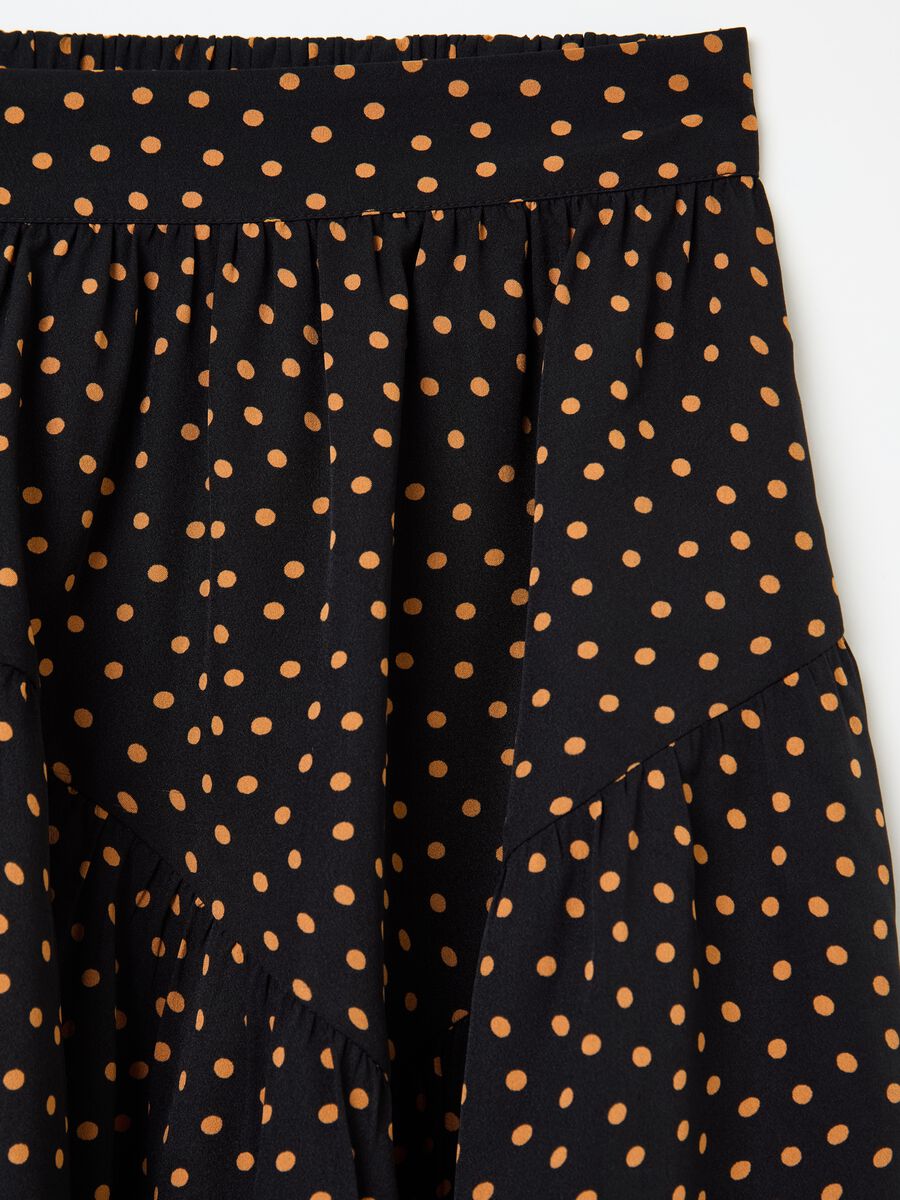 Short polka dot skirt with flounce_5