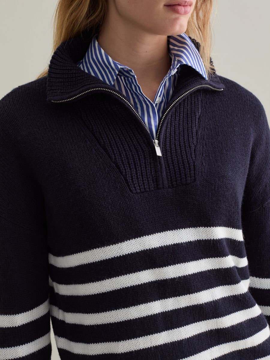 Pullover a righe half-zip_3