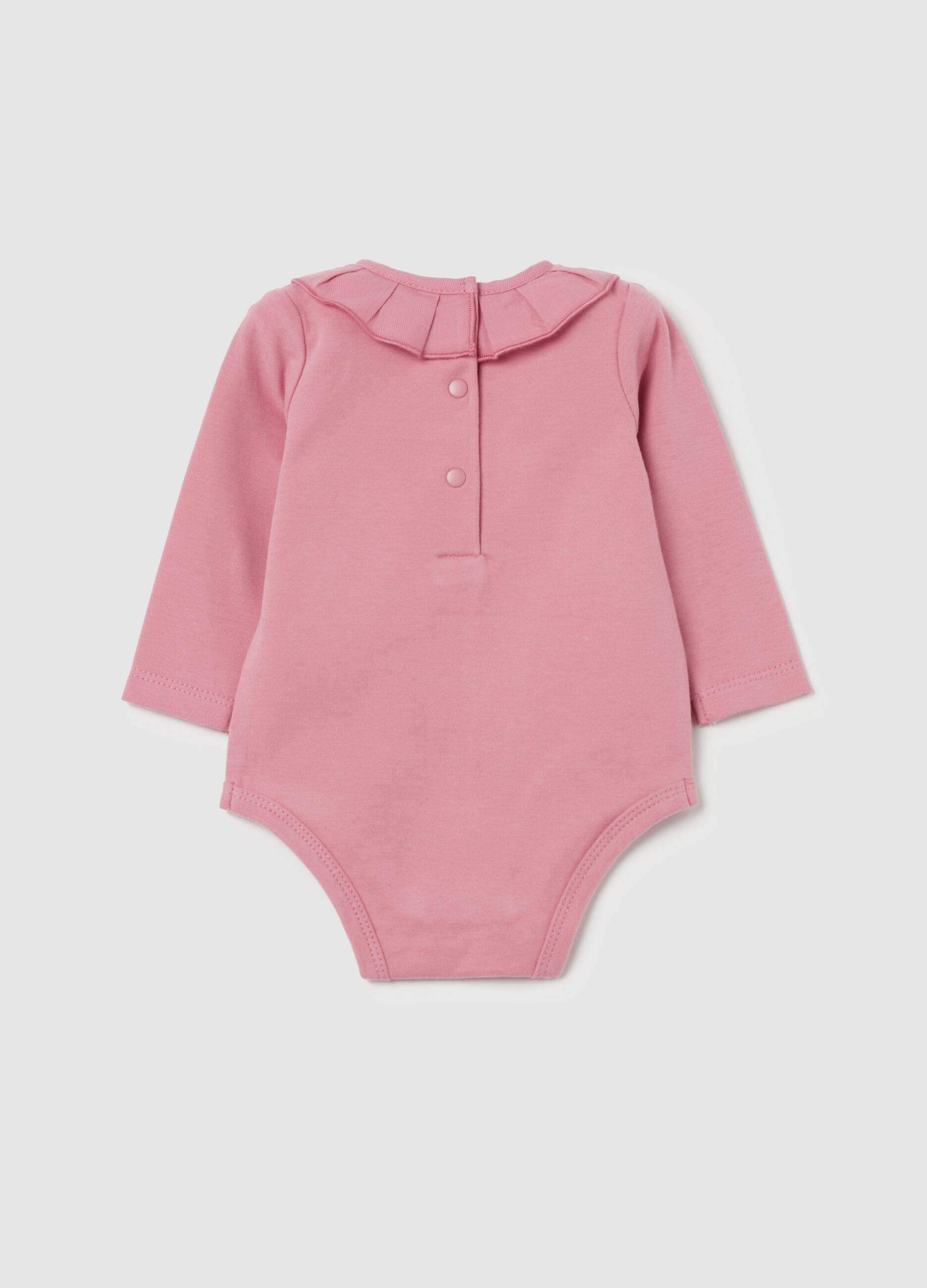 Organic cotton bodysuit with pleated collar