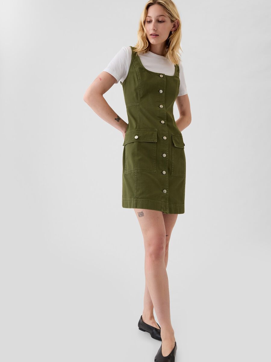 Short utility dress with buttons_0