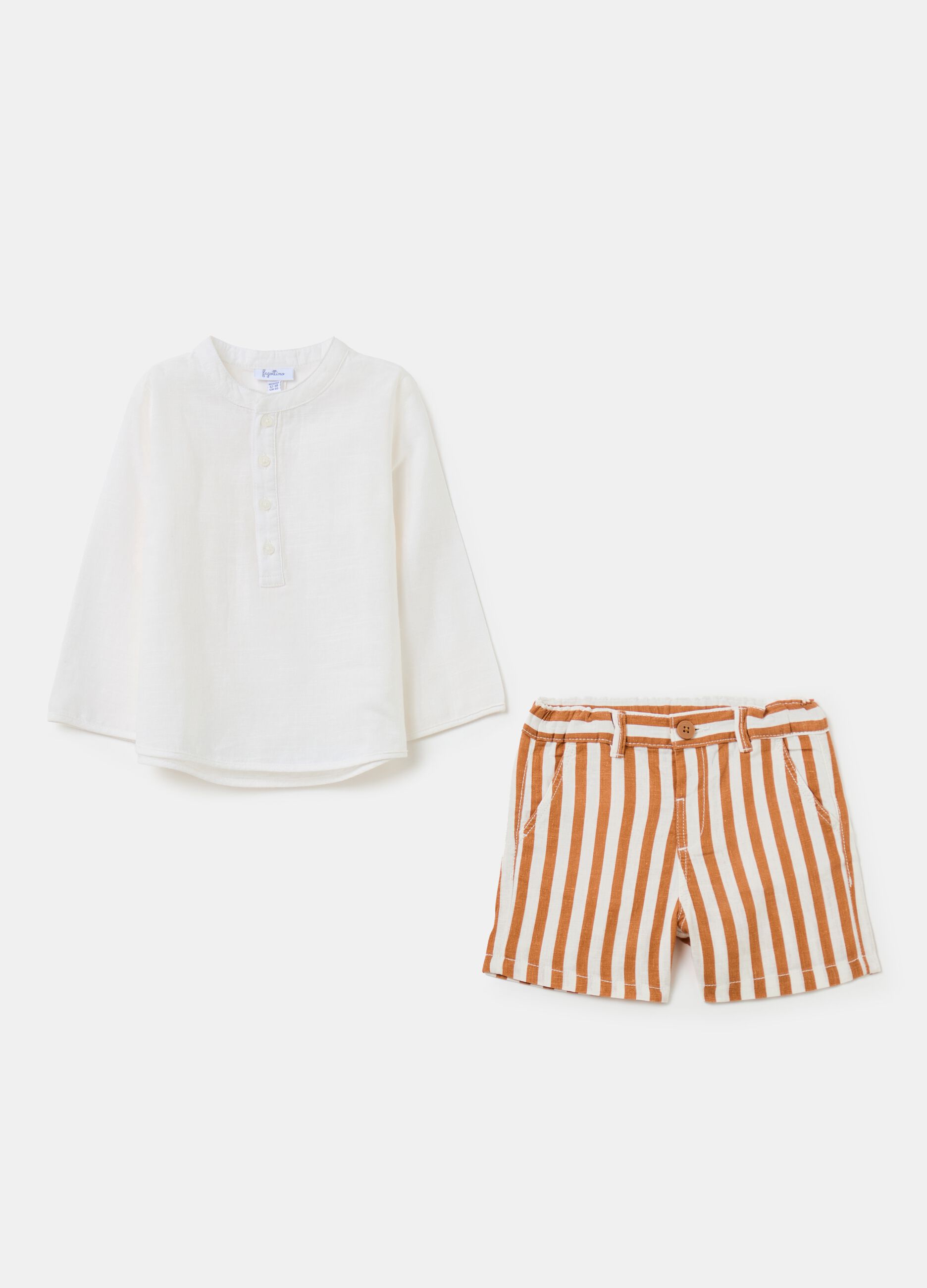 Striped Bermuda shorts and shirt set