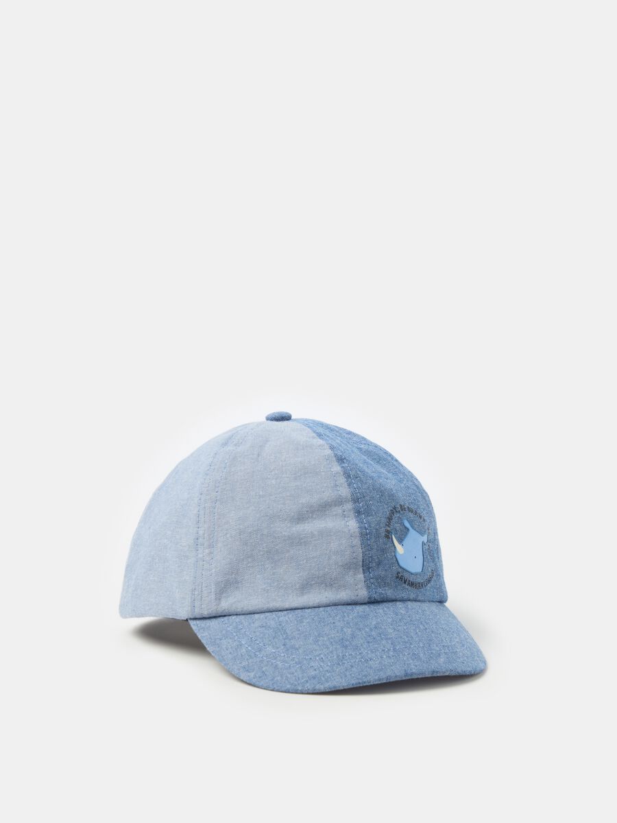 Denim baseball cap with print_0
