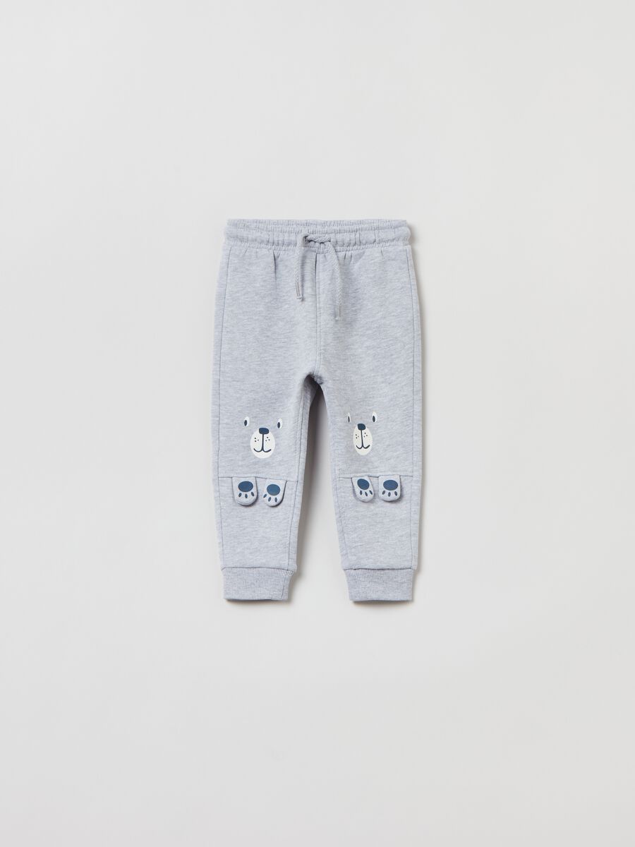 Fleece joggers with drawstring and print_0