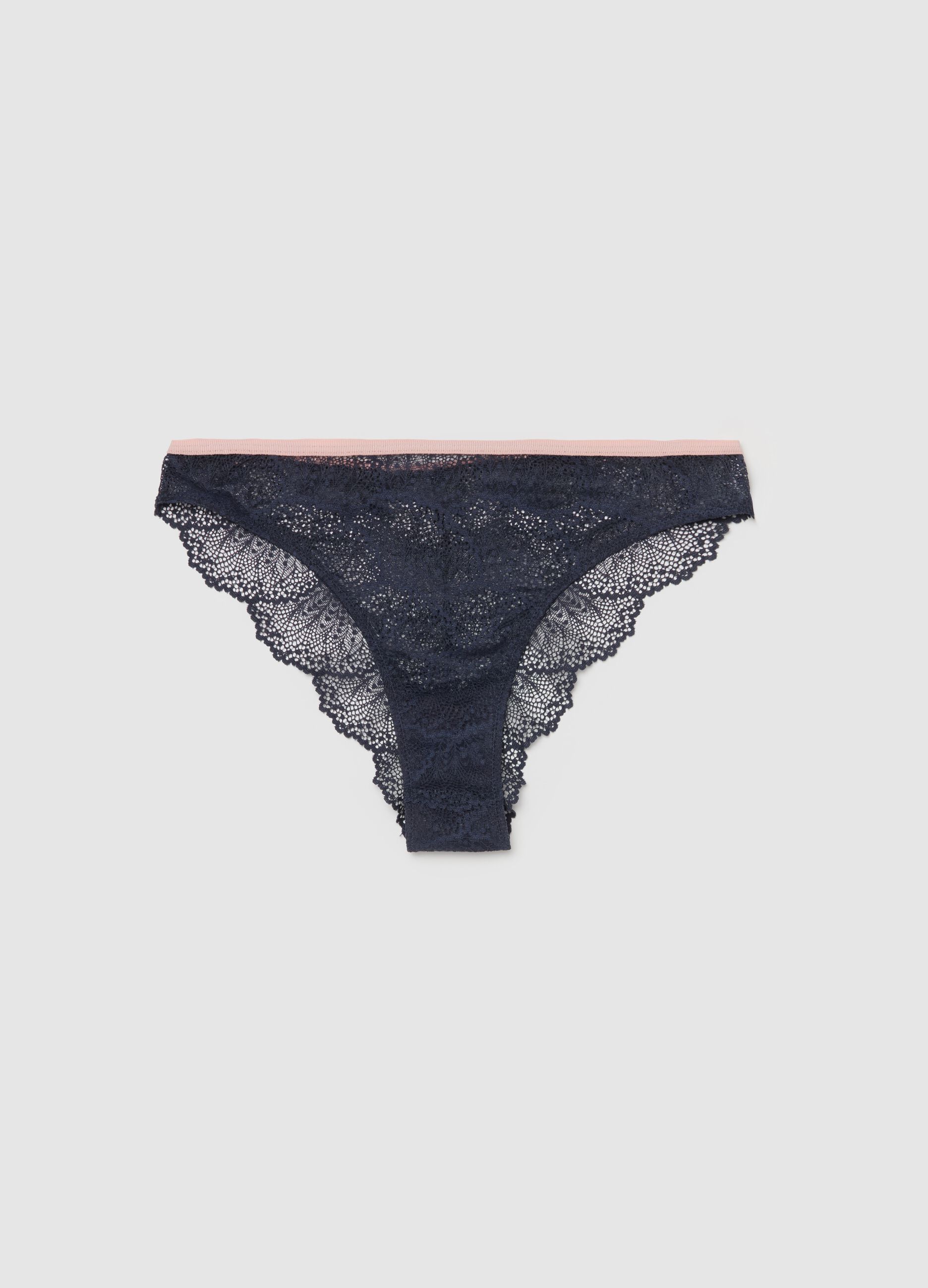 Two-tone lace Brazilian-cut briefs