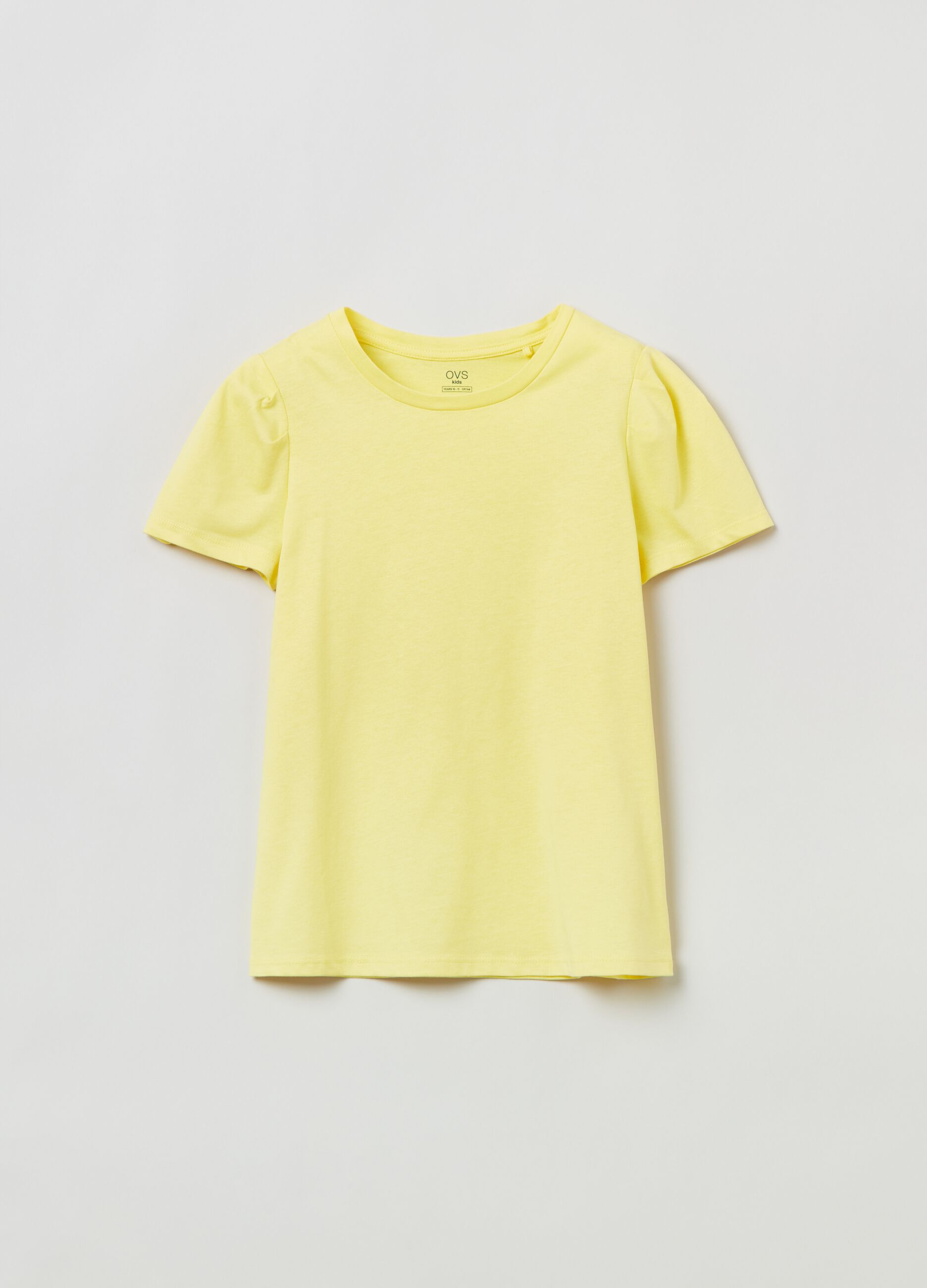 Cotton T-shirt with puff sleeves