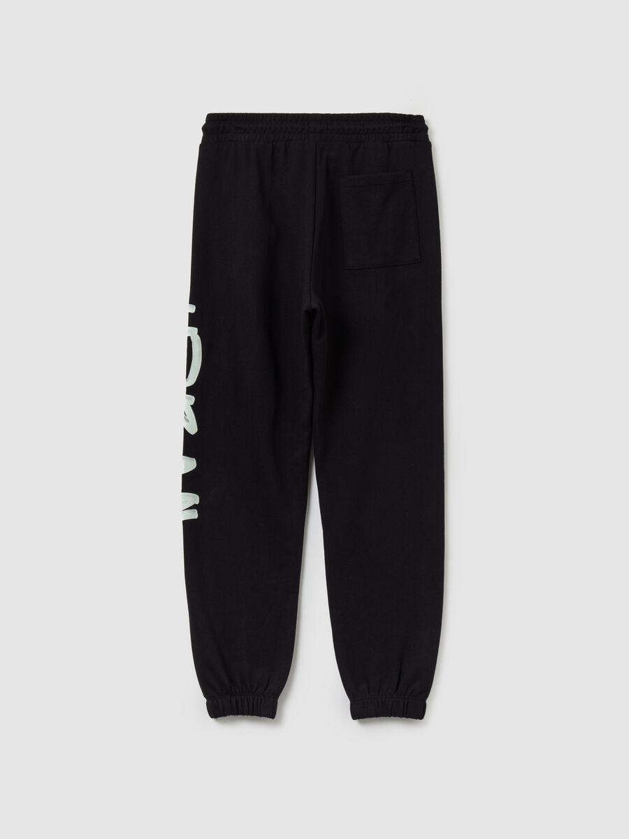 Fleece joggers with drawstring and print_1