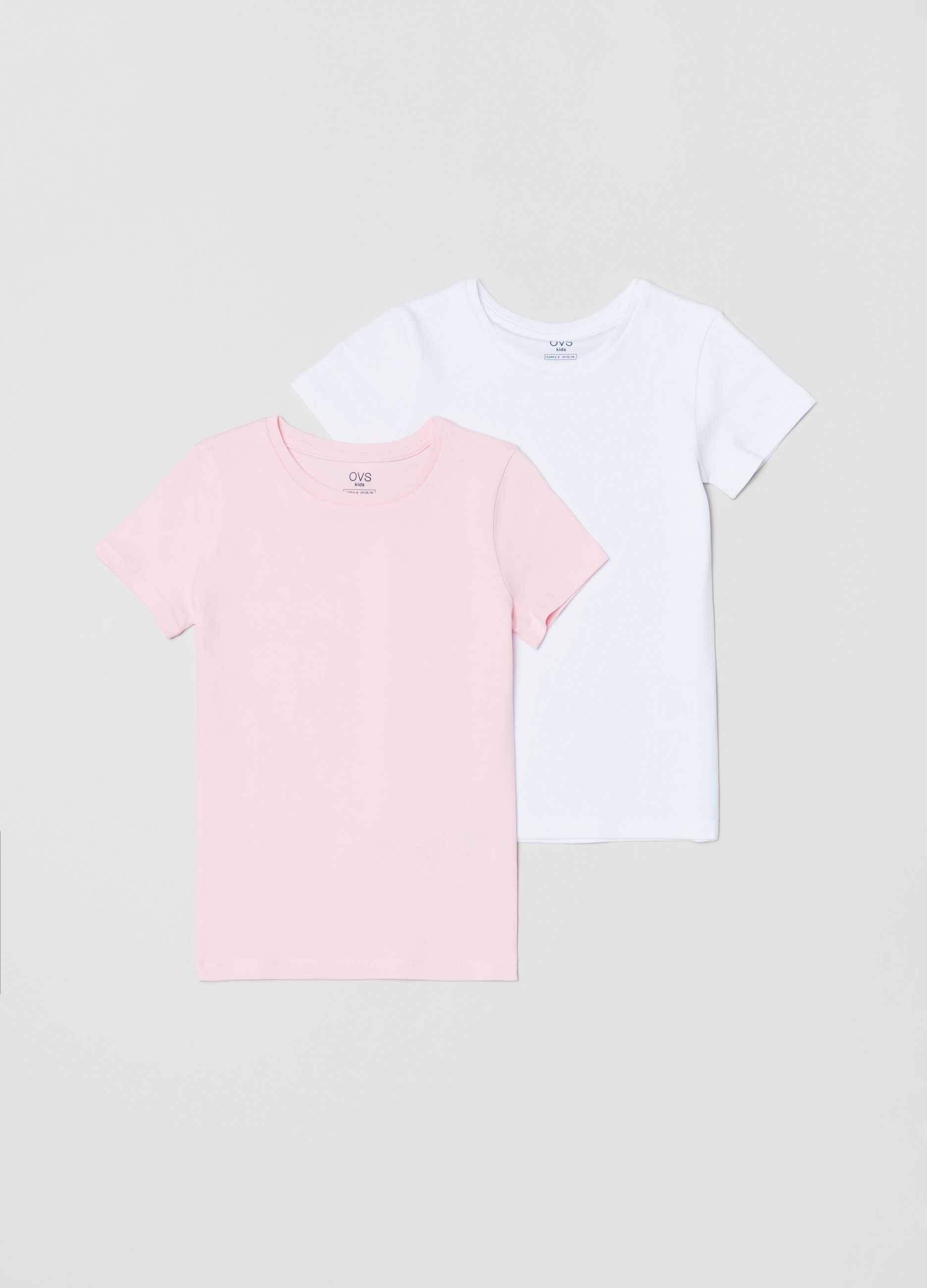 Two-pack cotton undershirts with round neck