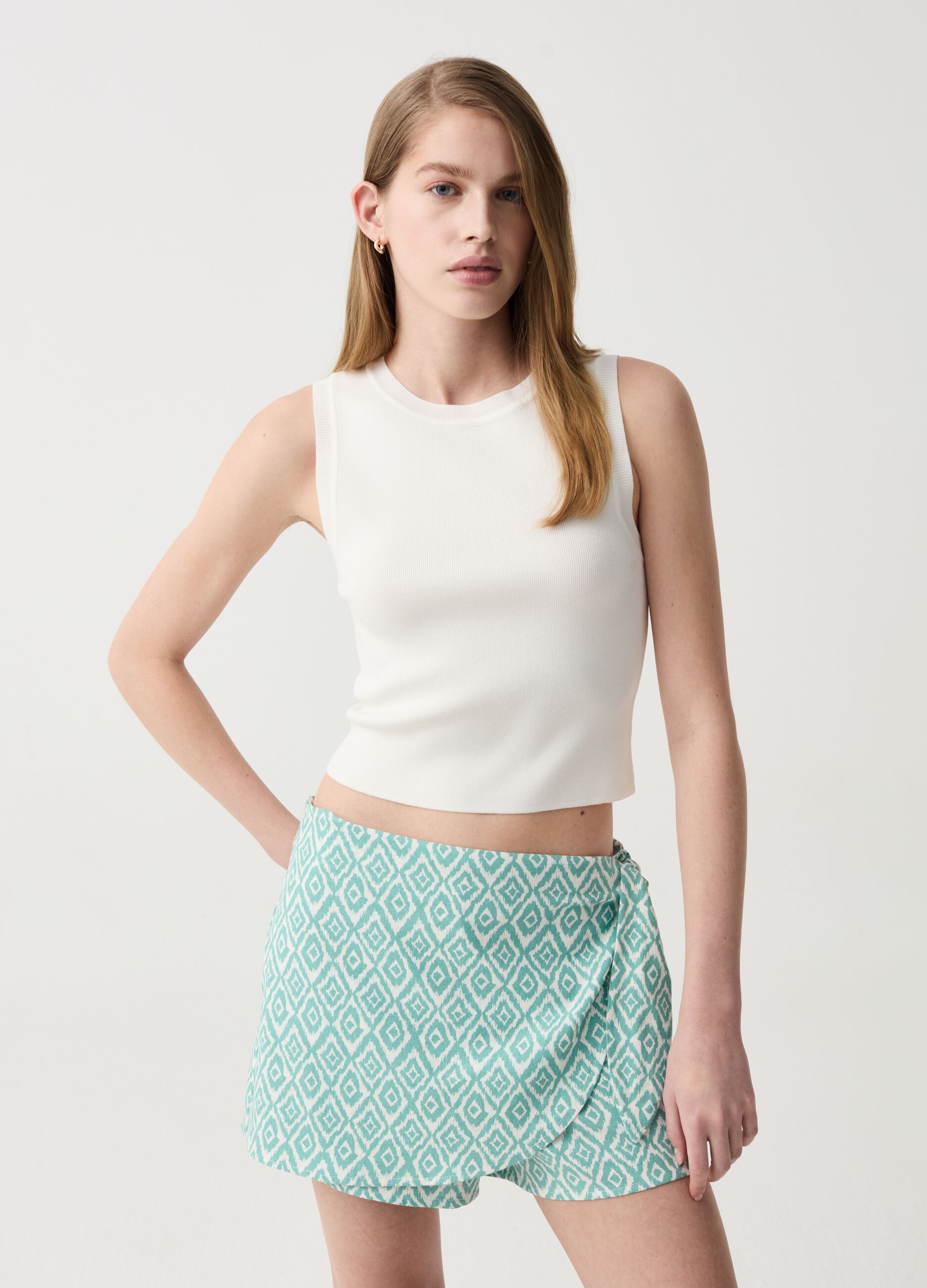 Ovs Skort in lino e viscosa