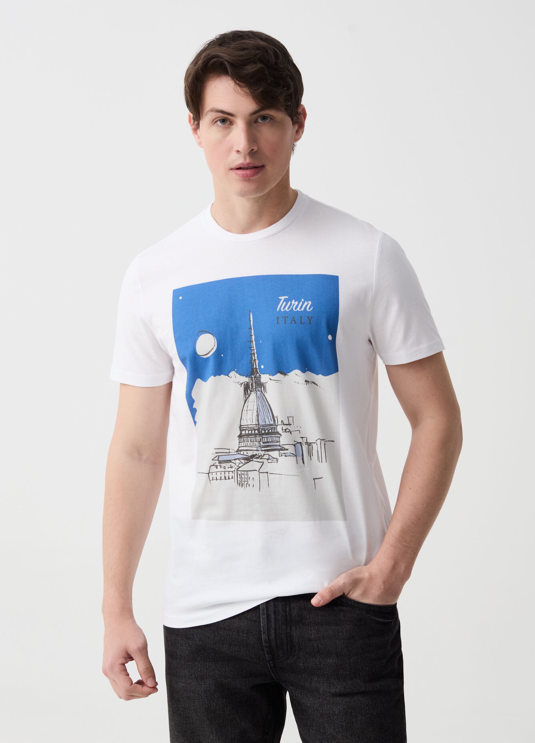 Cotton T-shirt with Turin print