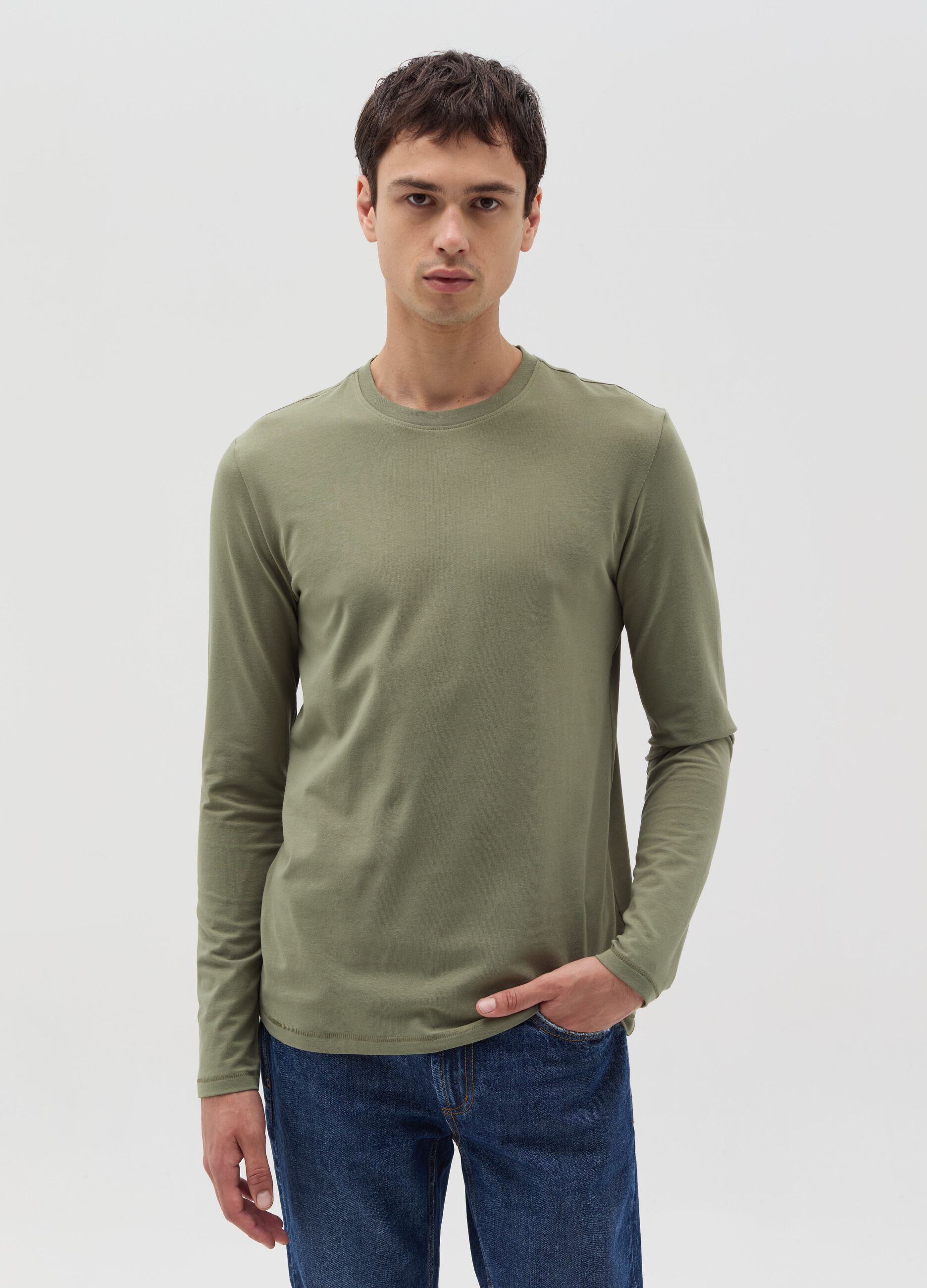 Jersey T-shirt with round neck