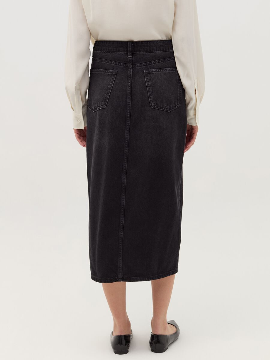 Long denim skirt with split_2