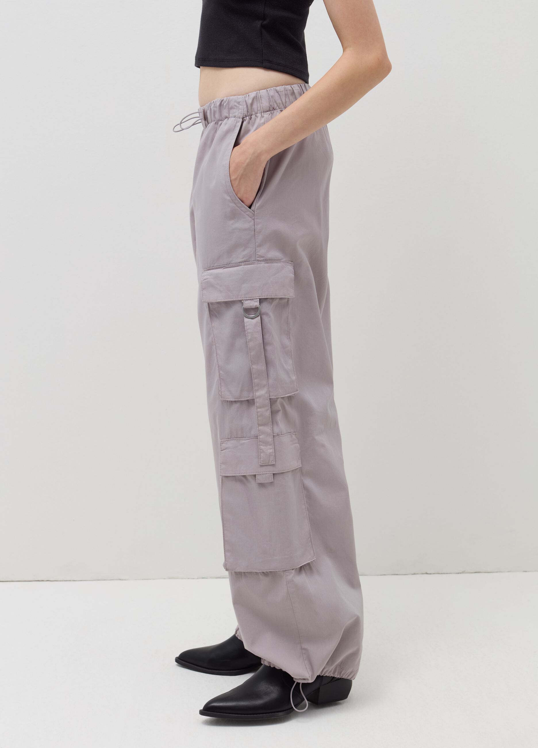 Cotton cargo parachute trousers