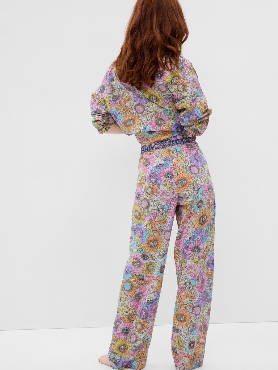 Full-length pyjama bottoms in patterned poplin_1