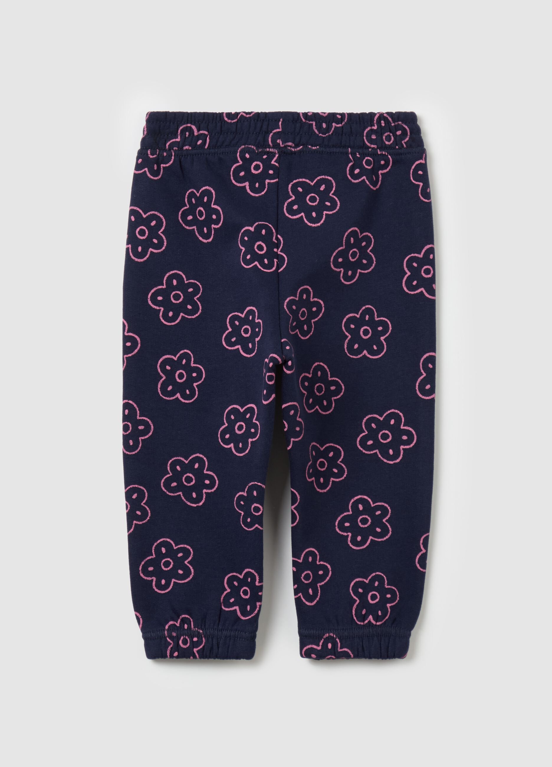 Fleece joggers with flowers print