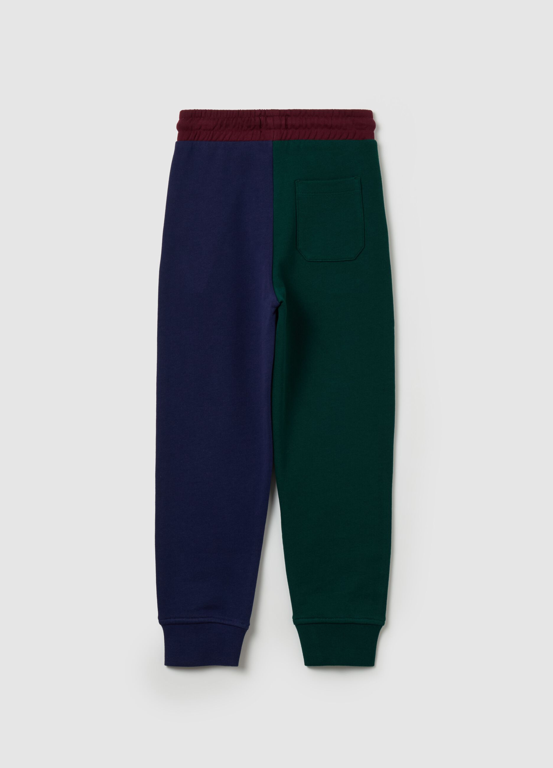 Colourblock fleece joggers with drawstring