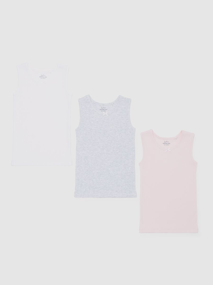 Three-pack vests in organic cotton with bow_0