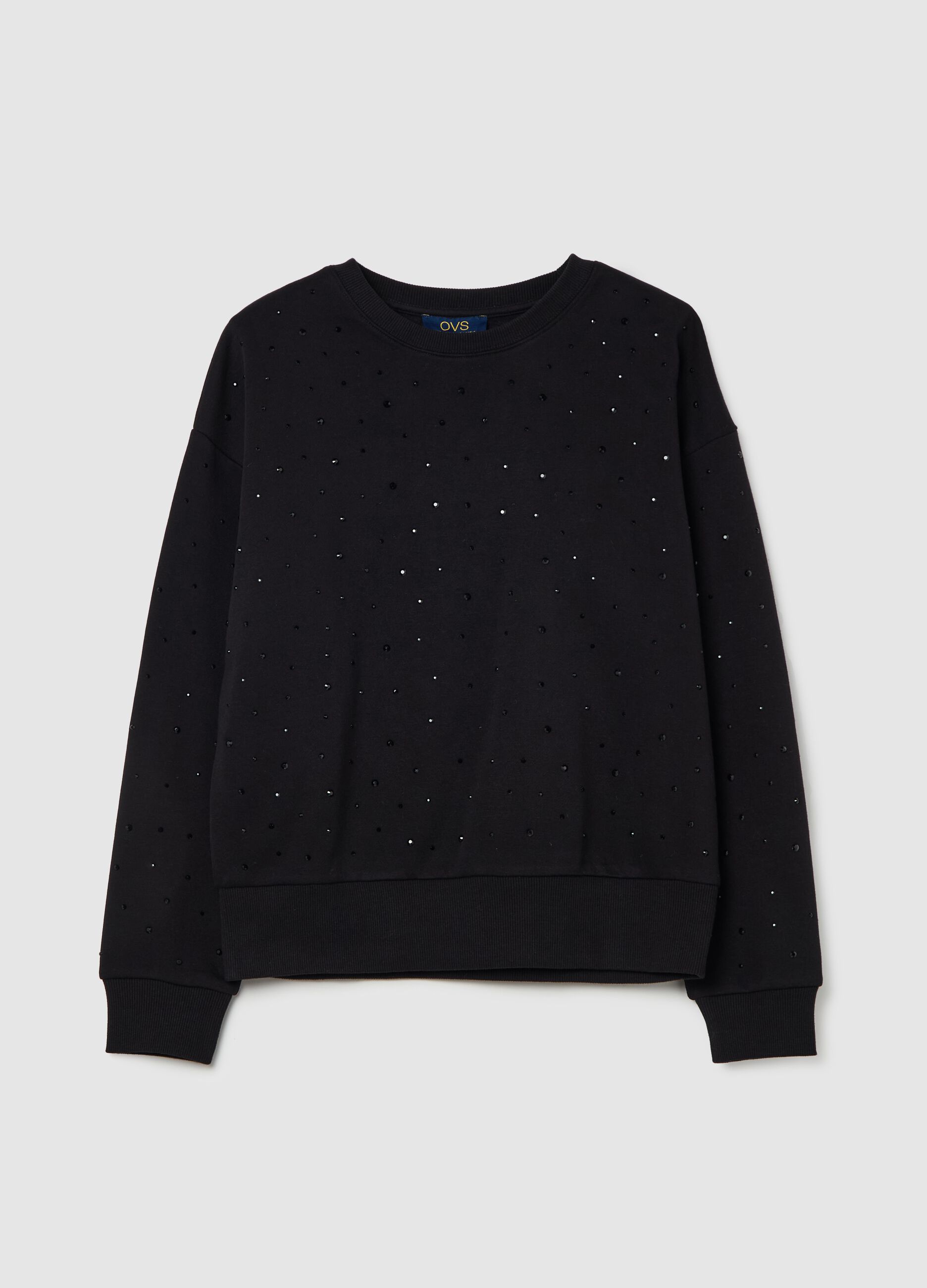 Oversized sweatshirt with all-over diamantés