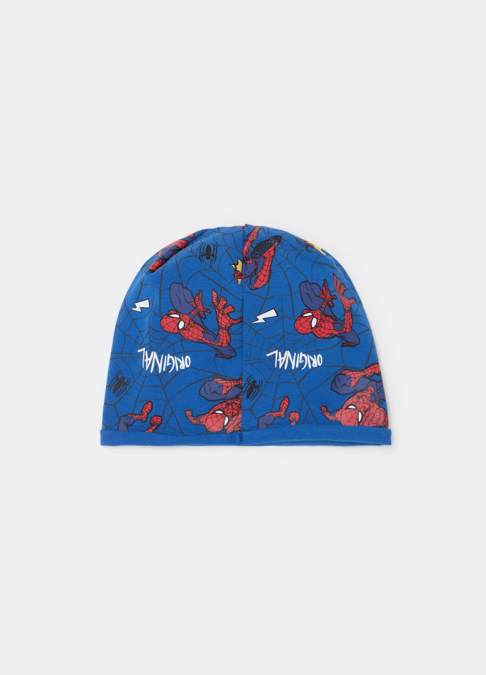 Hat in French terry with Spider-Man print