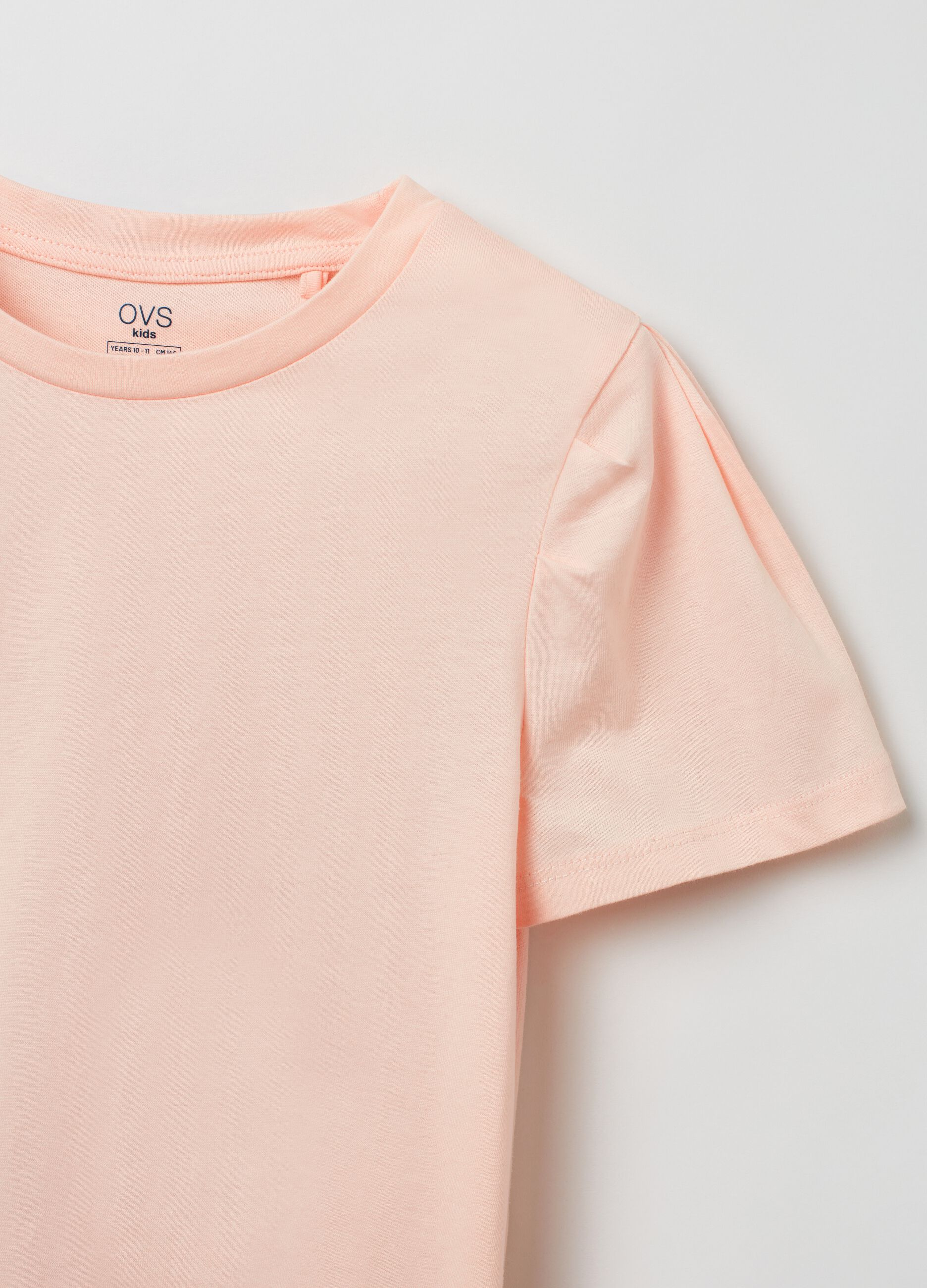 Cotton T-shirt with puff sleeves