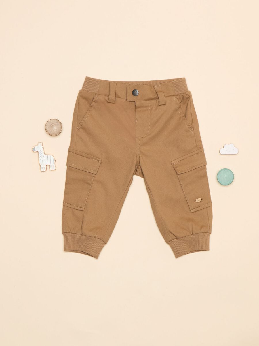 Pantaloni cargo in twill di cotone stretch_0