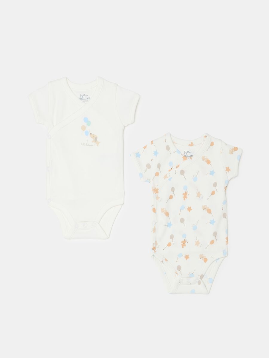 Two-pack organic cotton bodysuits with print_0