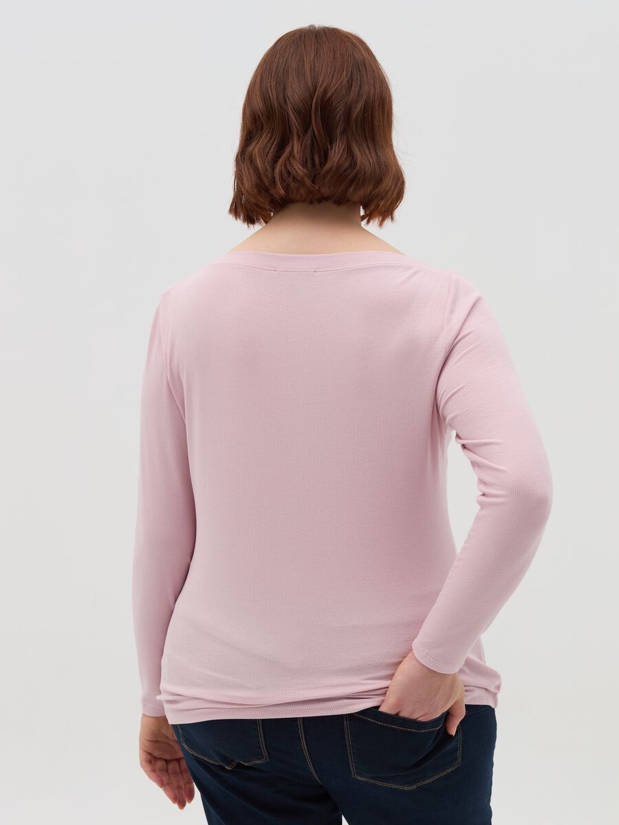 Curvy ribbed T-shirt with boat neck_3