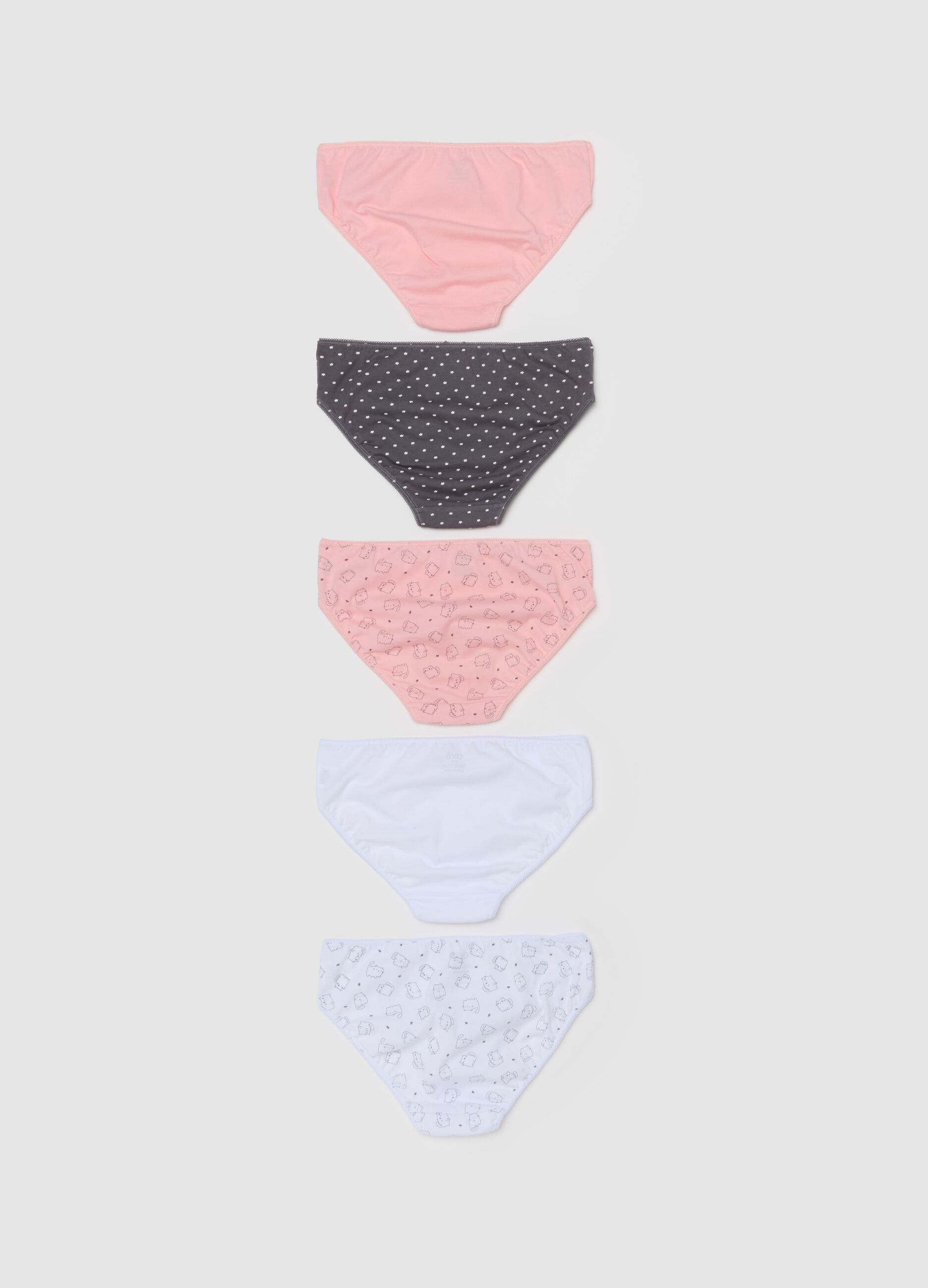 Five-pack briefs in organic cotton with print