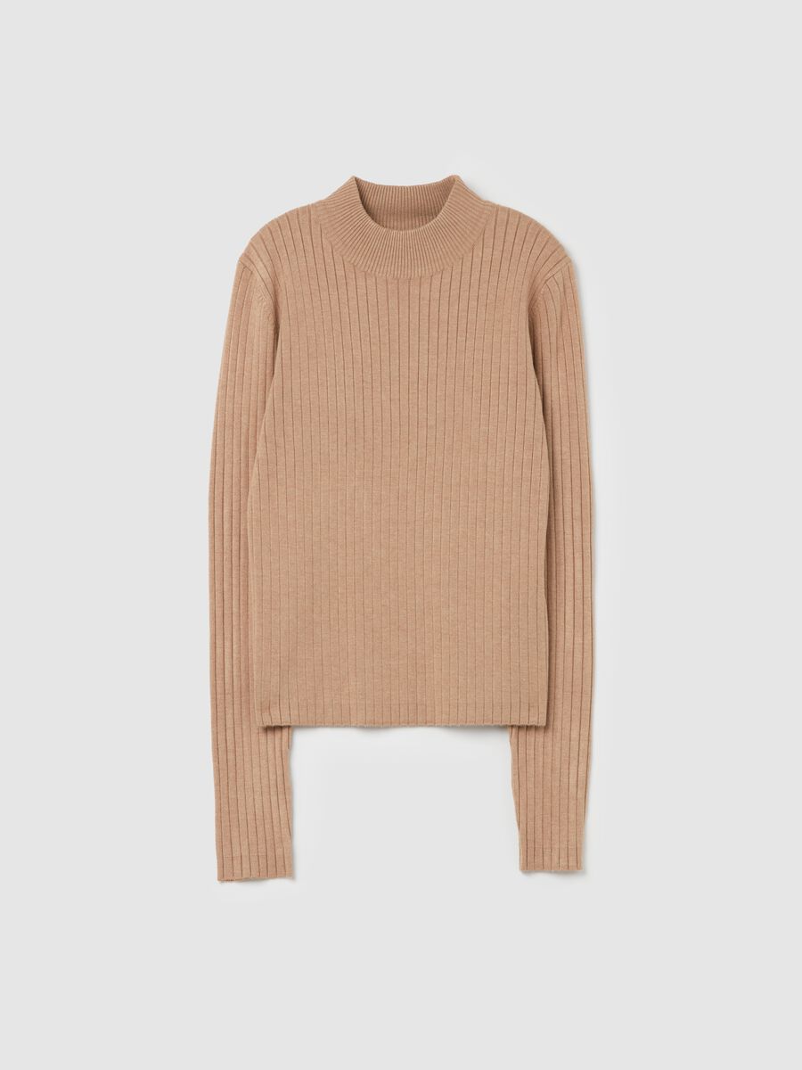 Ribbed knit pullover with mock neck_4