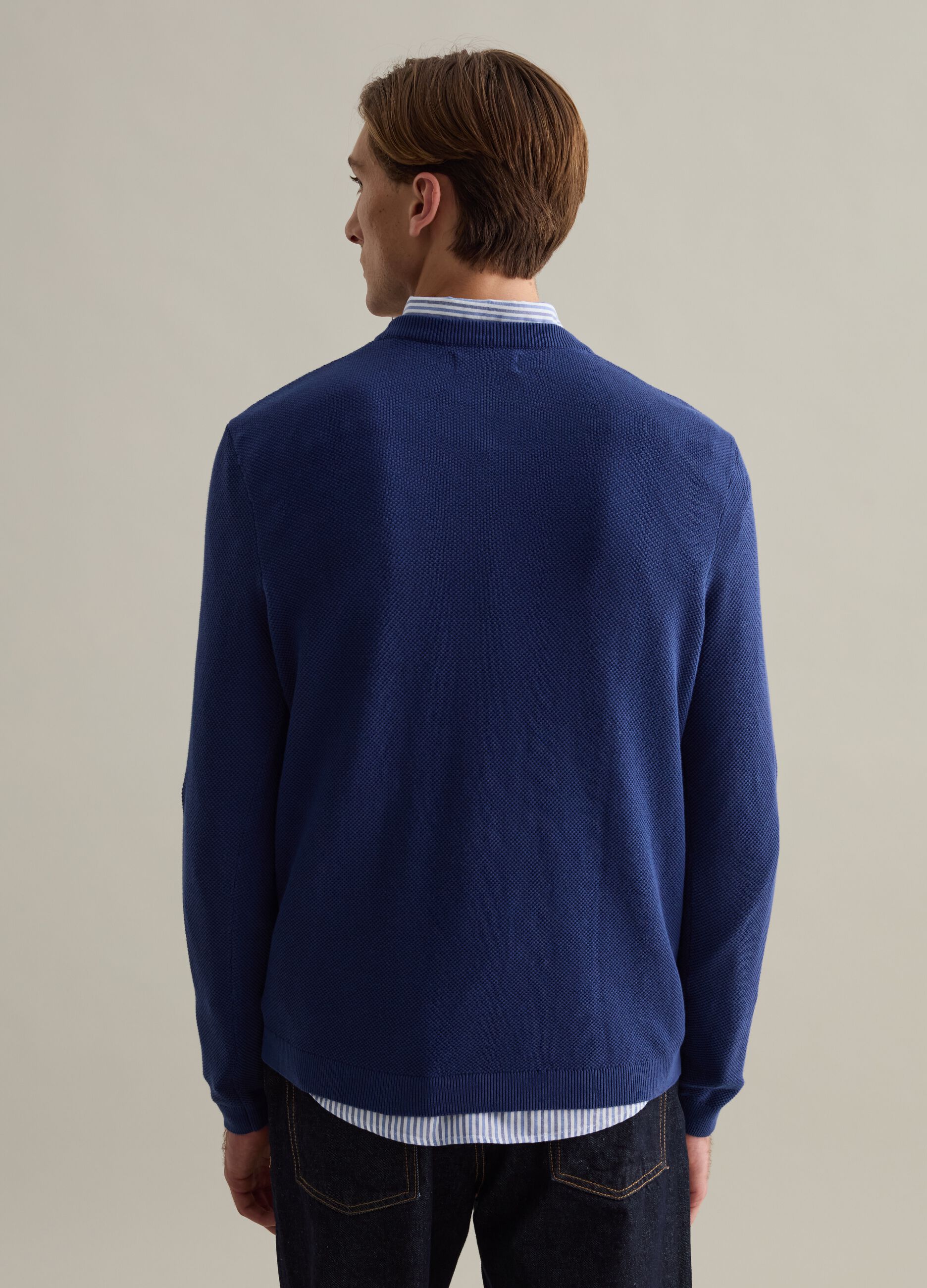 Piquet pullover with round neck