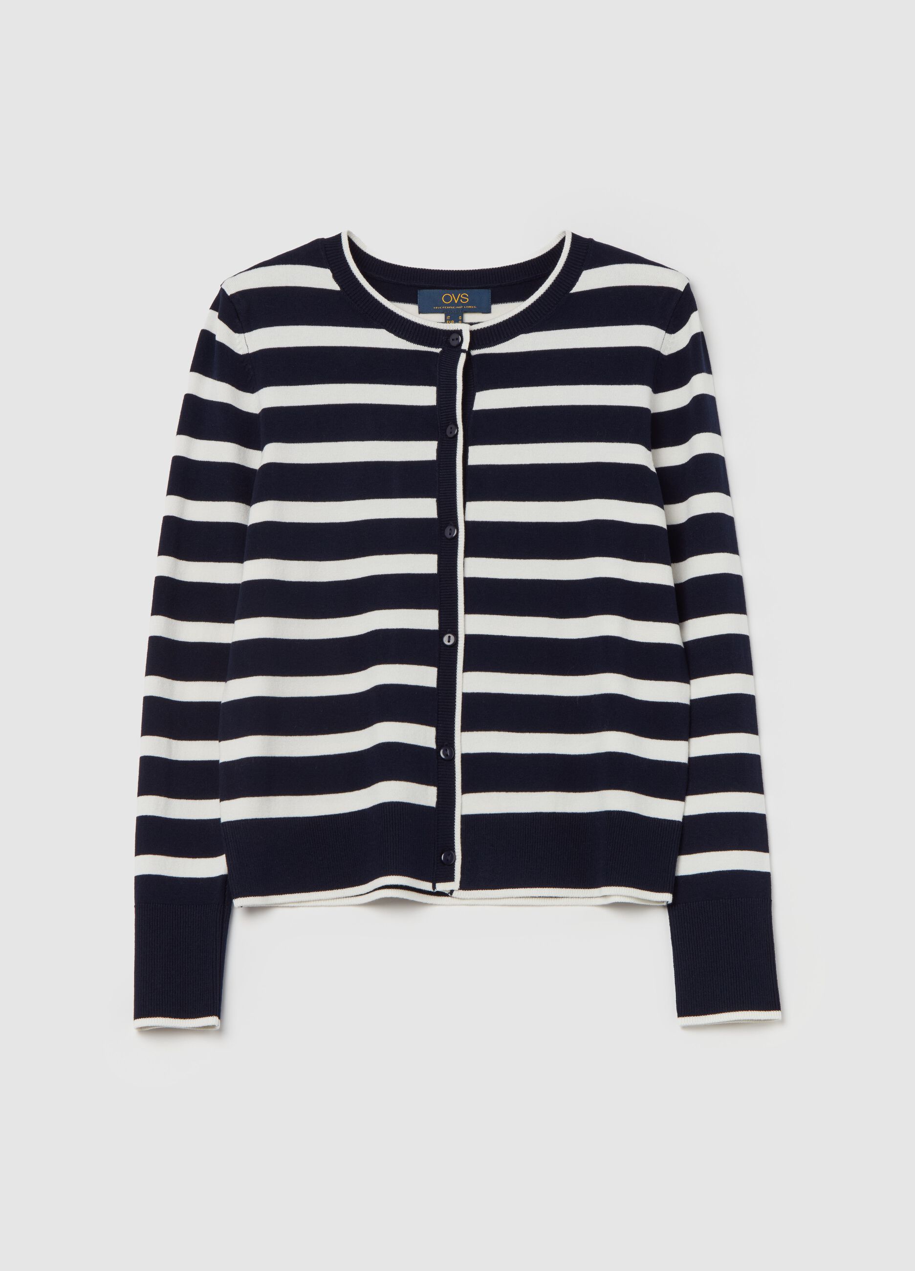 Striped cardigan with round neck