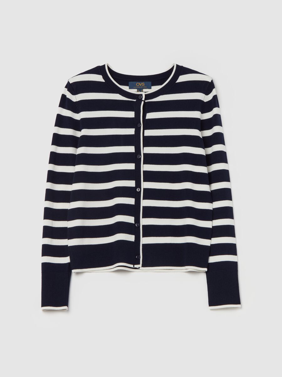 Striped cardigan with round neck_4