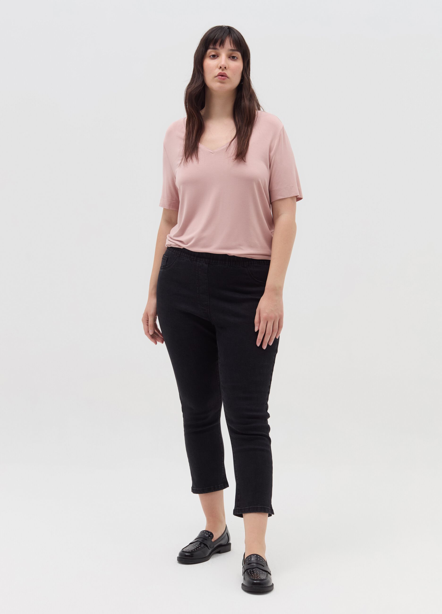 Curvy crop jeggings with splits