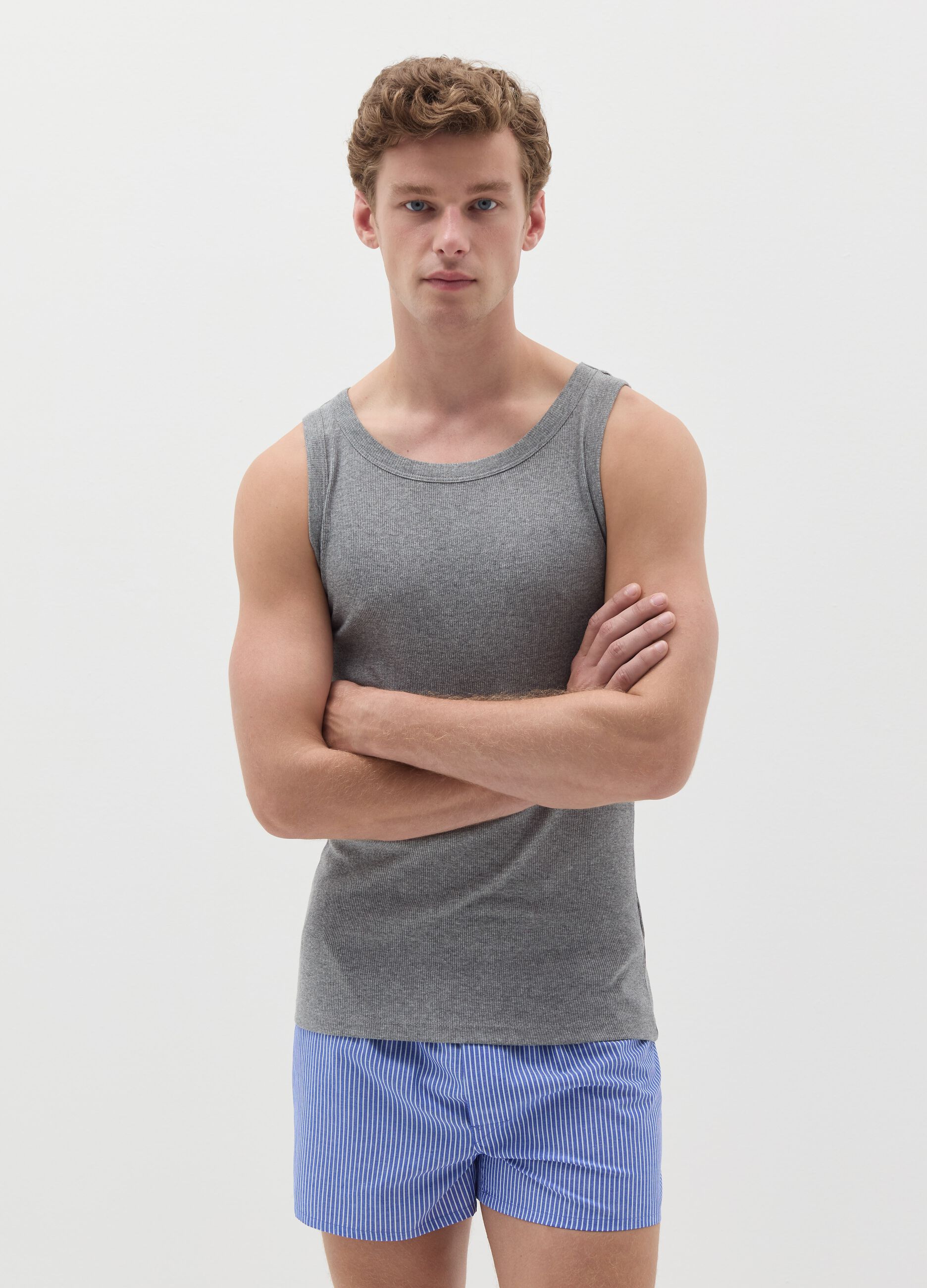 Thin rib racerback vest in organic cotton