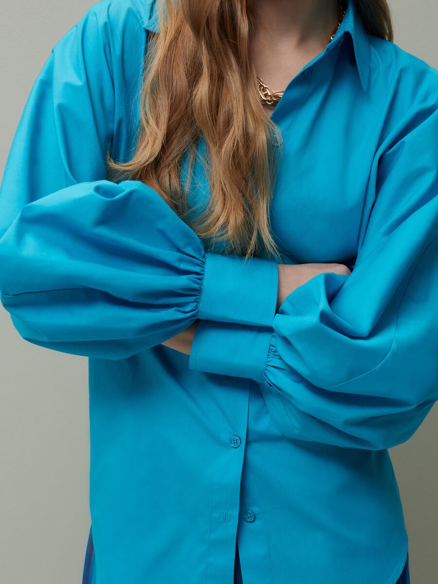 Poplin shirt with puff sleeves_3