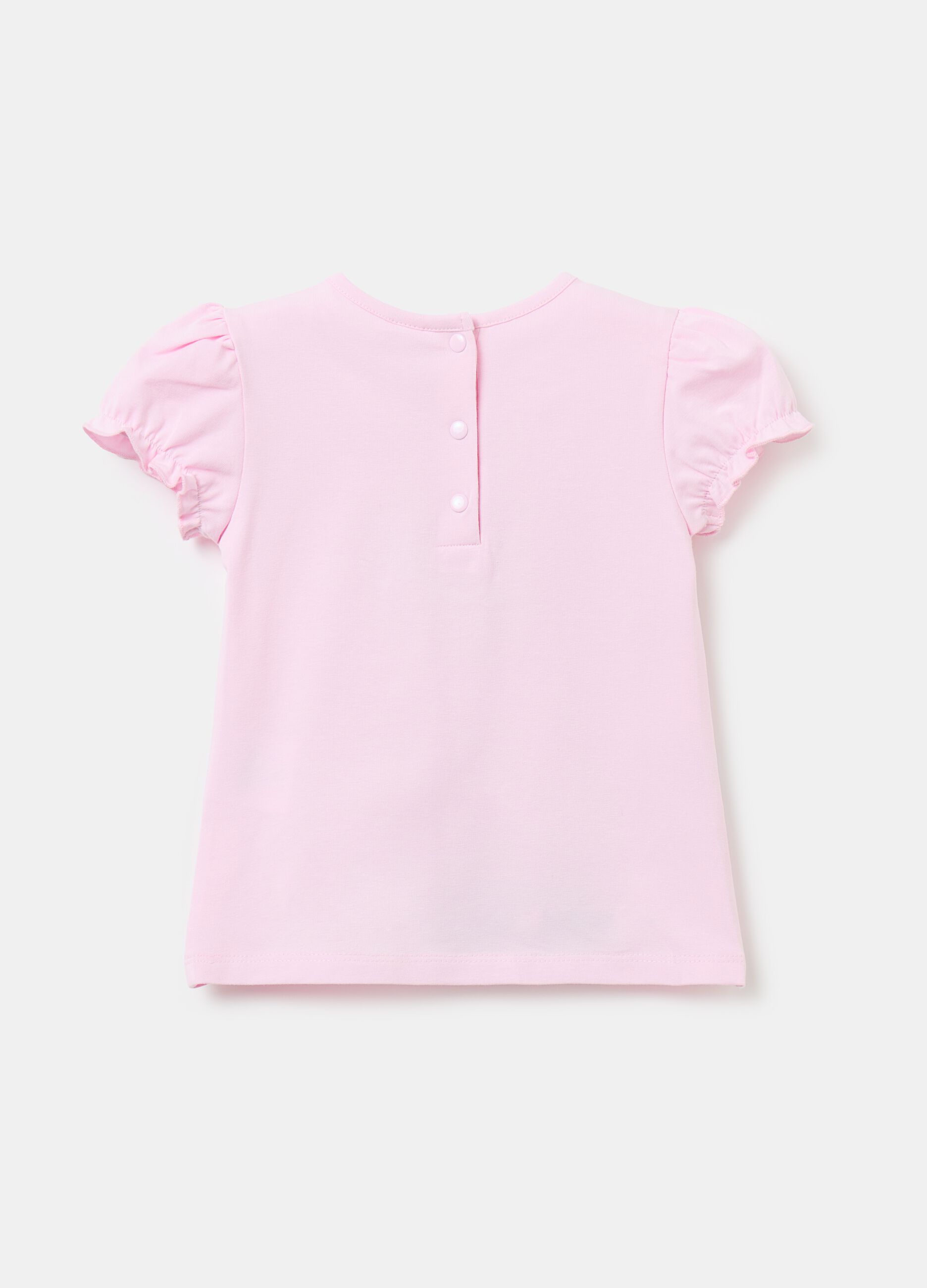 Stretch cotton T-shirt with Minnie Mouse print