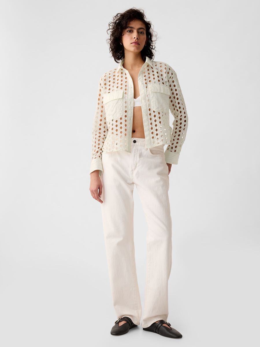 Cropped shirt with openwork details_0