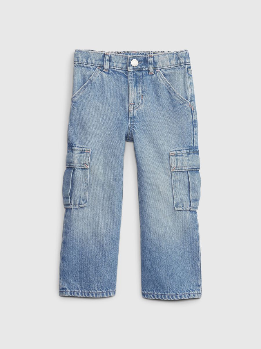 Acid wash cargo stride jeans_0