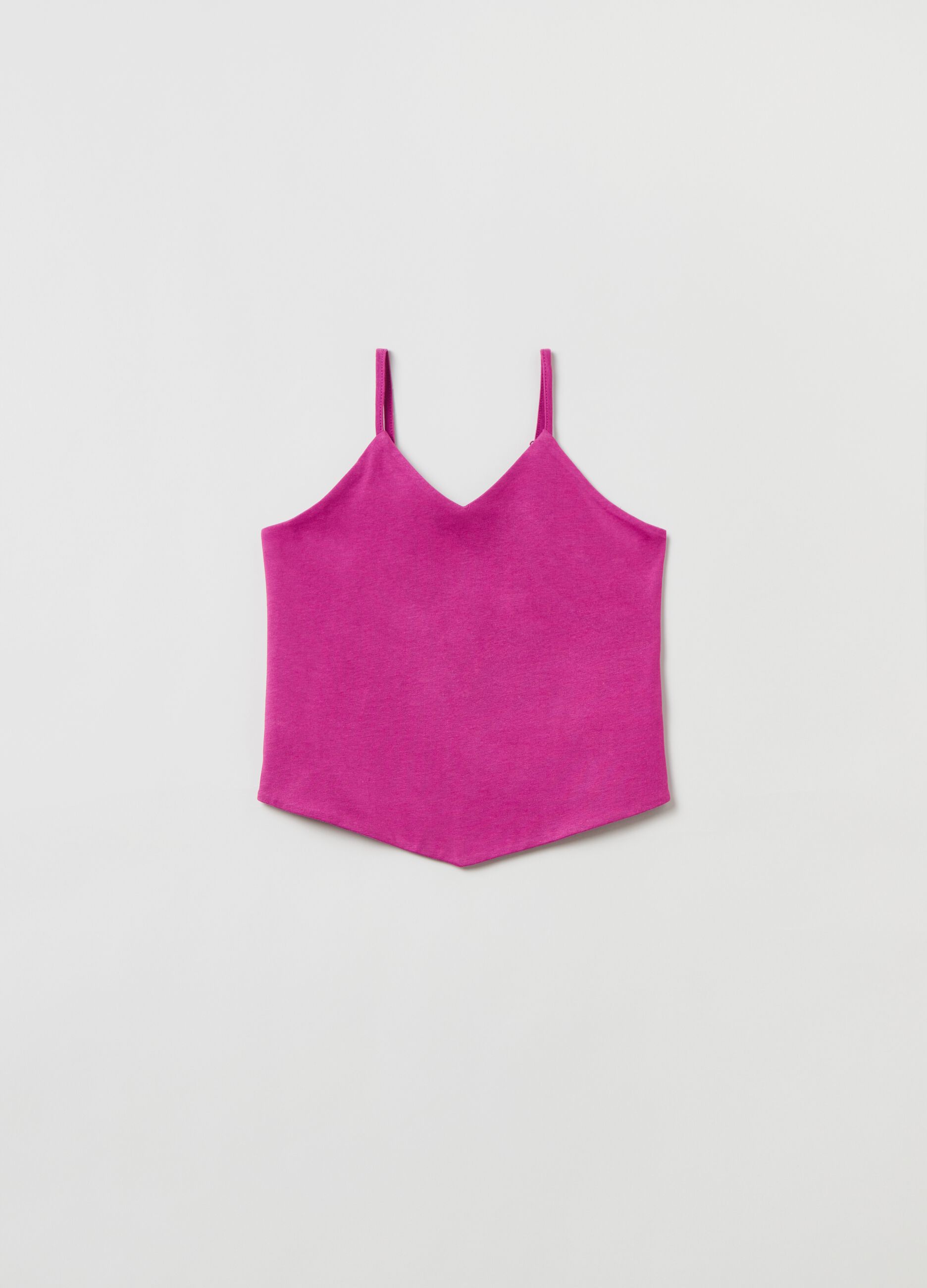 Jersey crop top with V neckline