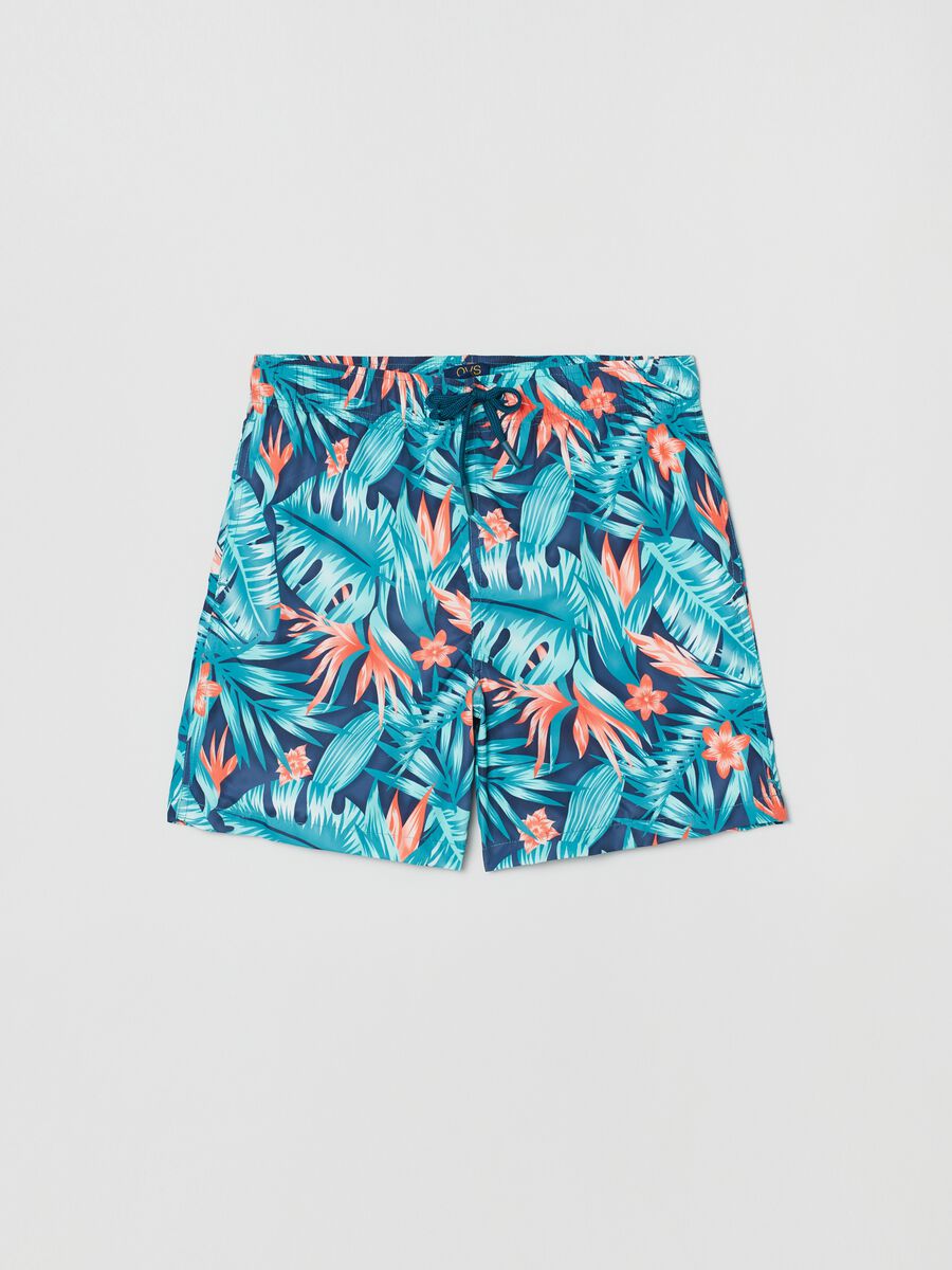 Swimming trunks with foliage print_0