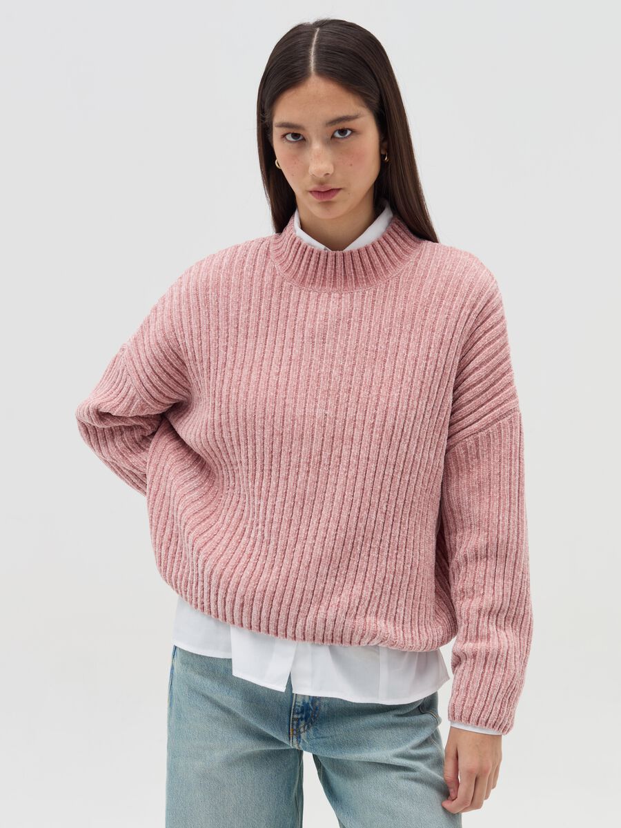 Chenille pullover with mock neck_1