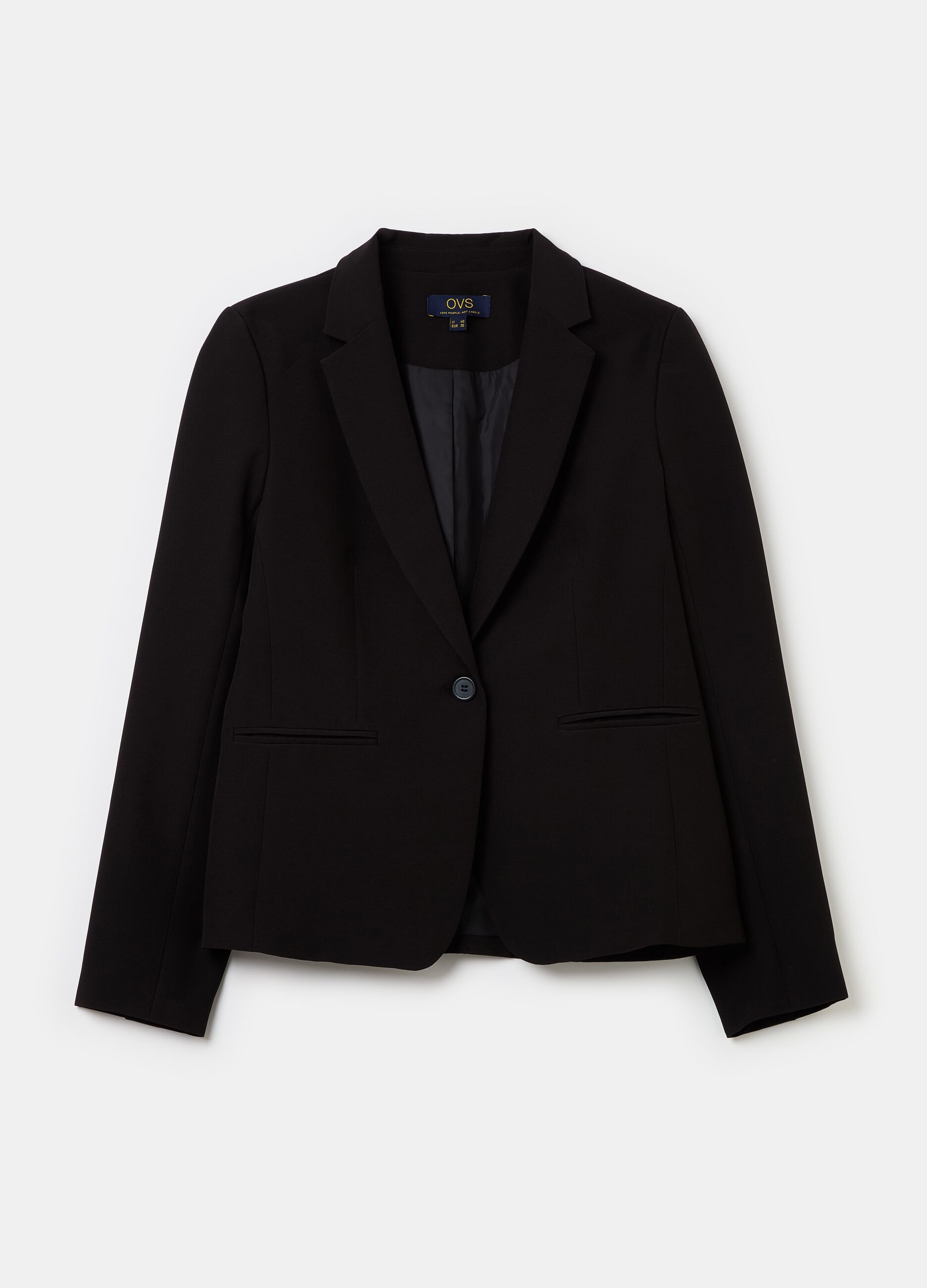 Solid colour single-breasted blazer