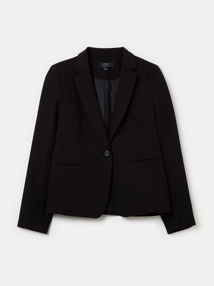 Solid colour single-breasted blazer_4