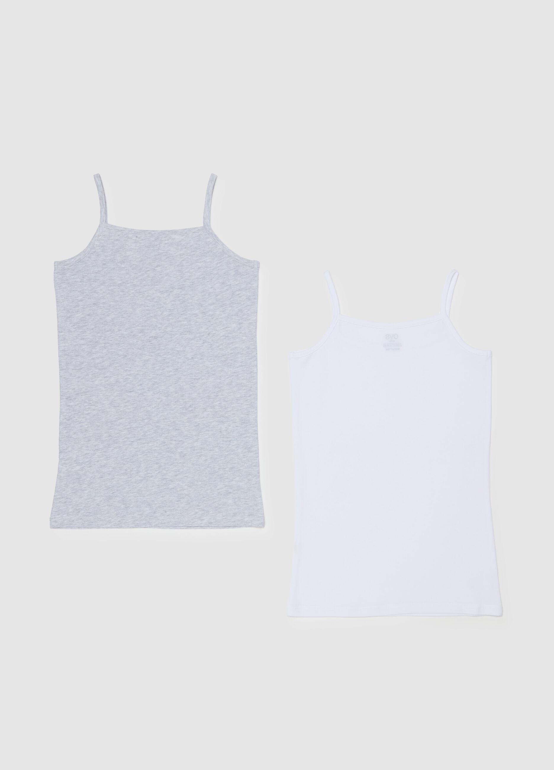 Two-pack vests in organic cotton with spaghetti straps