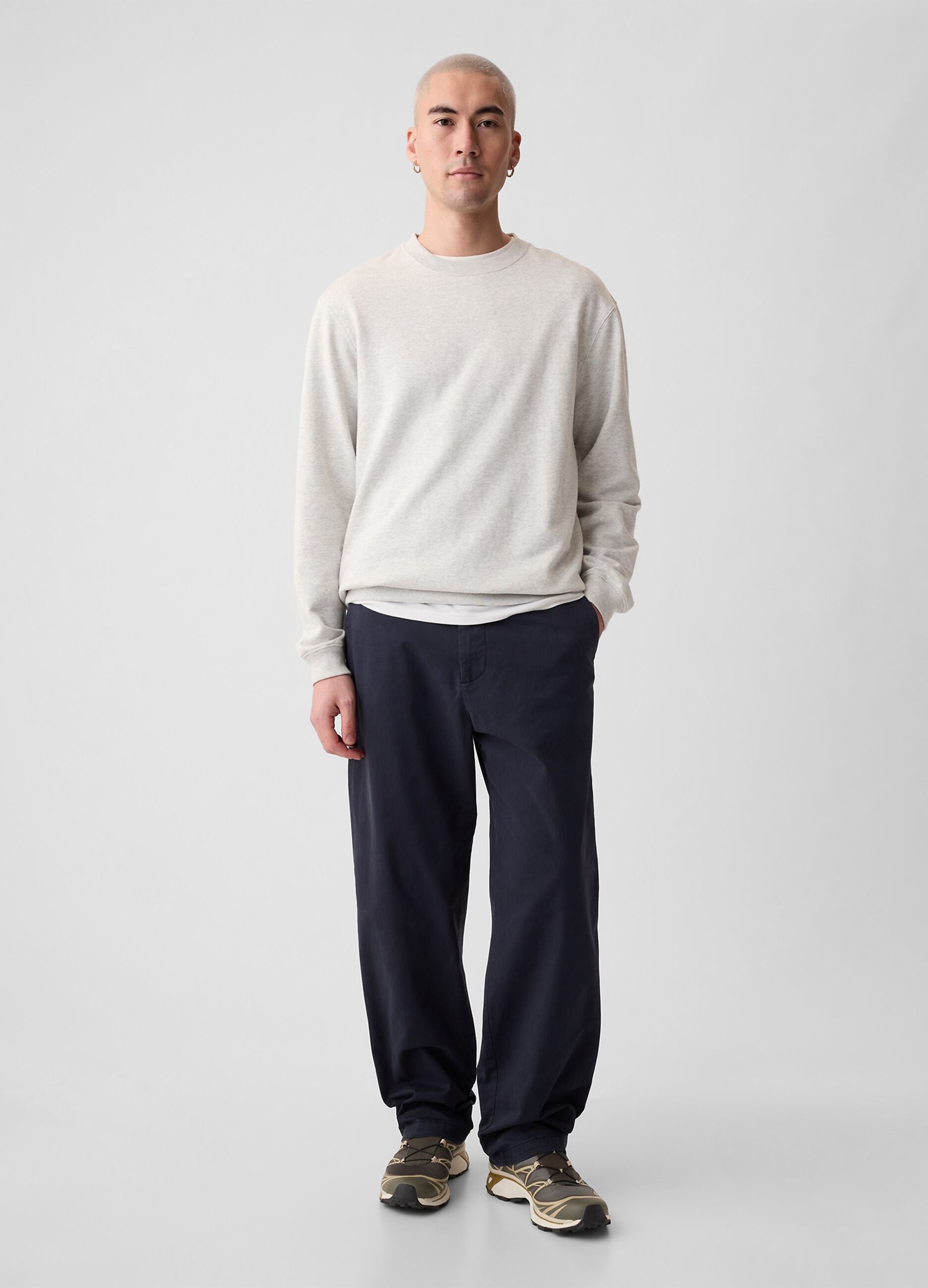 Baggy-fit trousers in stretch cotton