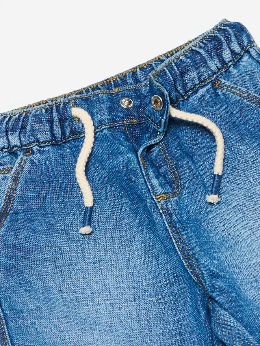 Cotton and linen jeans with drawstring_2