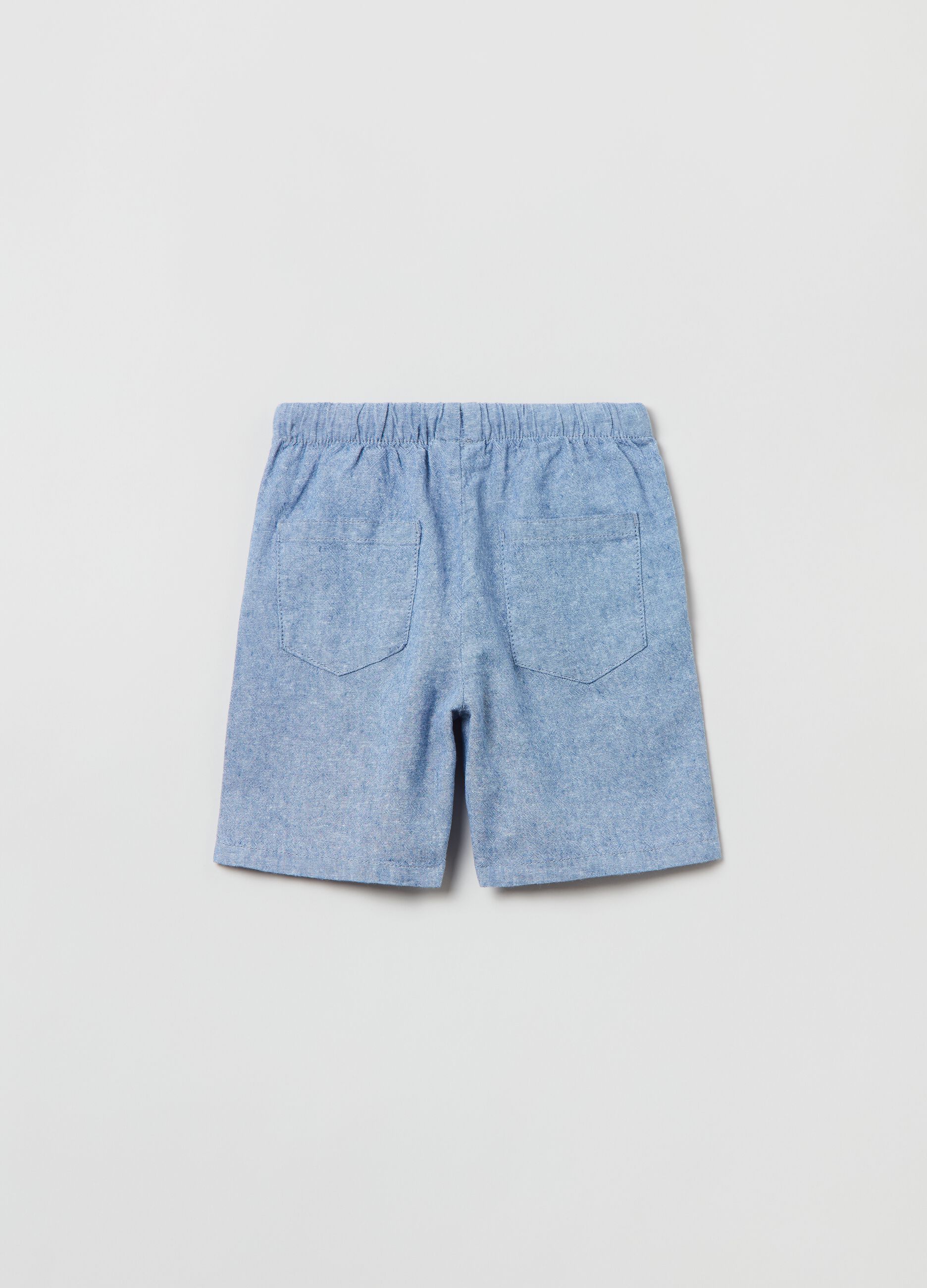 Jogger Bermuda shorts in cotton and linen